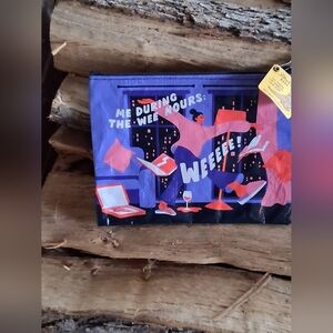 Purple Graphic Clutch Bag